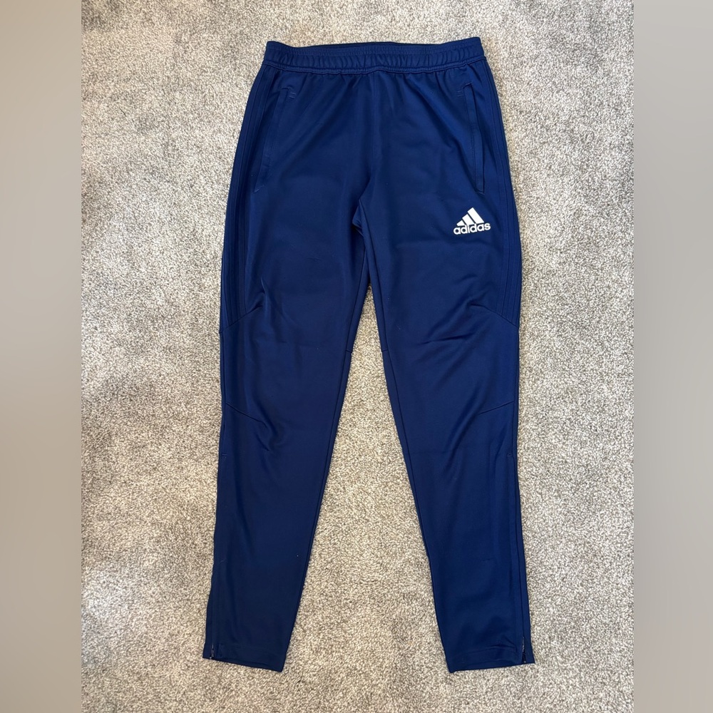 Adidas Blue Jogger Sweatpants Elastic Waistband Tapered Fit